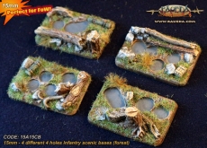 15MM 4 different 4 holes Infantry scenic bases (forest) 15A15CB