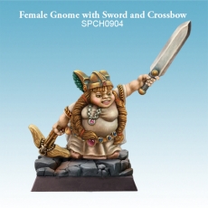 Female Gnome with Sword and Crossbow